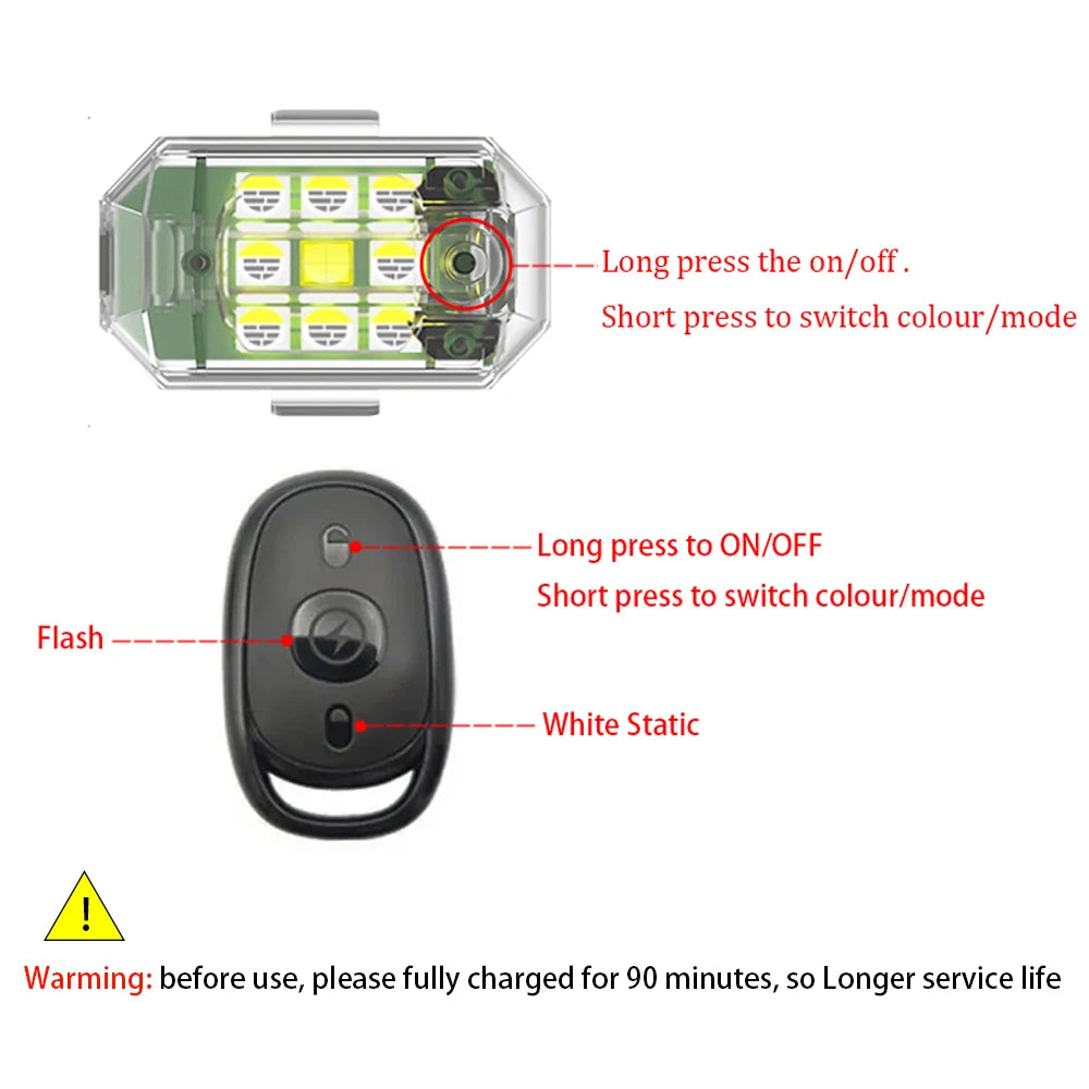 1/2/4PCS Remote RC LED Flash Lights – Wireless Warning Lights for Motorcycles, Drones & RC Aircraft