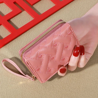 Men’s Fashion Embroidered Love Coin Purse – Trifold Wallet with Multi Card Slots