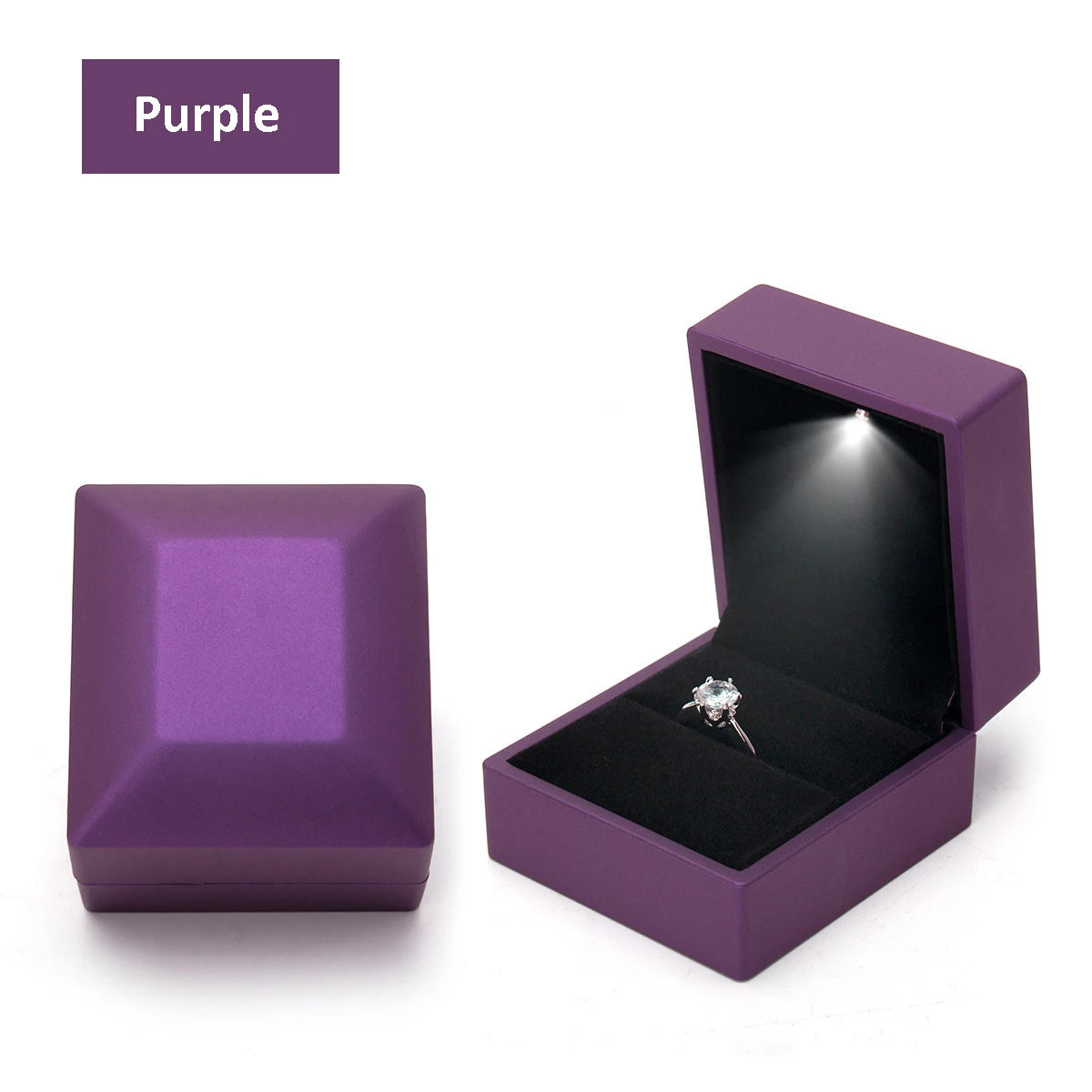LED Jewelry Ring & Necklace Box — Luxury Velvet Display Case with Light for Engagement, Proposal & Wedding Gifts