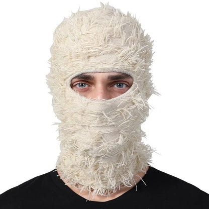 Full Face Cover Ski Mask Balaclava | Distressed Knitted Beanie for Men and Women | Camouflage Winter Hat | Warm Windproof Bicycle Neck Cover