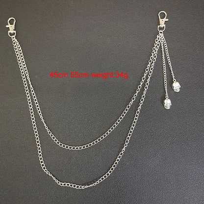 Punk Street Moon & Star Keychain – Goth Skull Rivet Waist Chain for Jeans, Unisex Rock Accessories