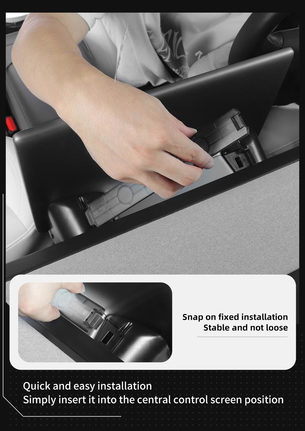 Hidden Under-Screen Storage Box for Tesla Model 3 Highland & Model Y 2024 LHD – Center Console Organizer Tray