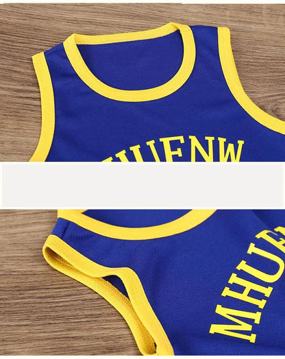 Children’s Summer Sleeveless T-Shirt and Shorts Set — Quick-Dry Sports Tank Top Outfit for Boys Basketball Training