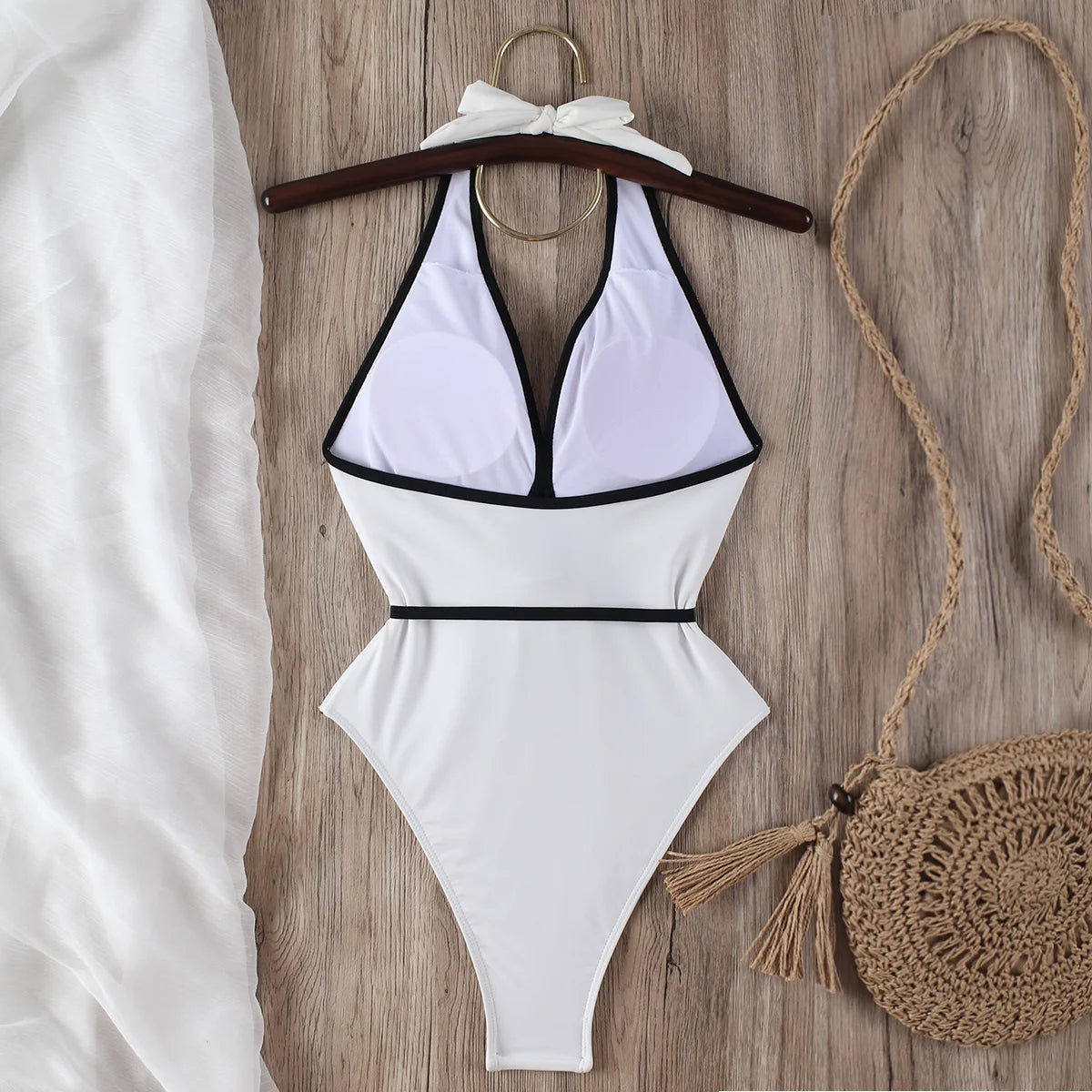 2025 Women’s Floral Halter One Piece Swimsuit – Bandage Monokini Bathing Suit Beachwear