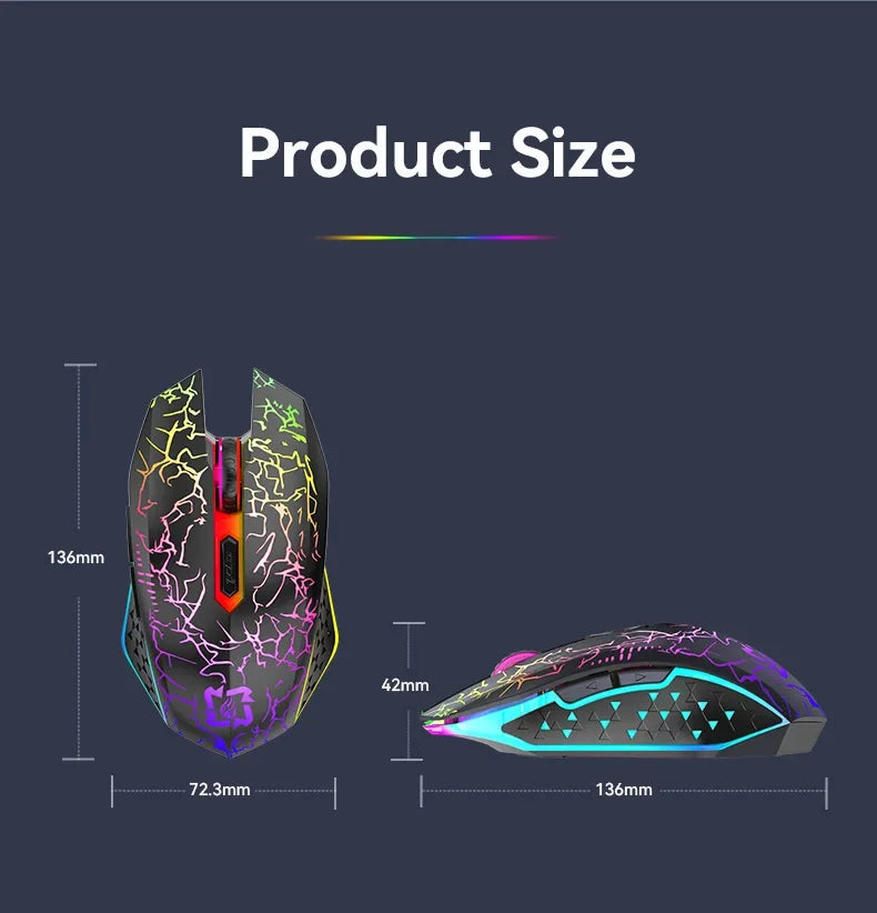 Bluetooth 5.2 Wireless RGB Mouse – Dual-Mode 2.4G Gaming Mouse with 6 Buttons, Silent Click for MacBook, Tablet, Laptop, PC