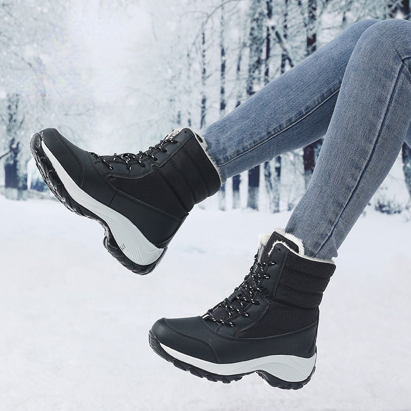 Women’s Snow Boots — Non-Slip Waterproof Fur-Lined Platform Ankle & Thigh-High Winter Boots with Wedges