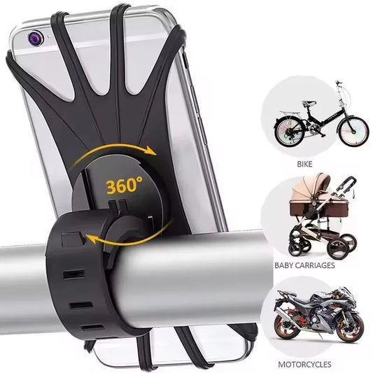 Silicone Bicycle Phone Holder - Universal Handlebar Mount for 4–6.5 Inch Smartphones & Motorcycles
