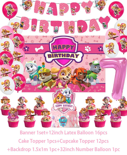 PAW Patrol Skye Pink Birthday Party Decorations Set – Foil Balloon Backdrop, Disposable Tableware & Baby Shower Supplies for Girls Kids Gifts