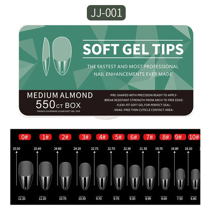 550pcs Soft Gel Nail Tips - Medium Short Almond Coffin Full Cover Acrylic Extensions for French Manicure & Nail Art