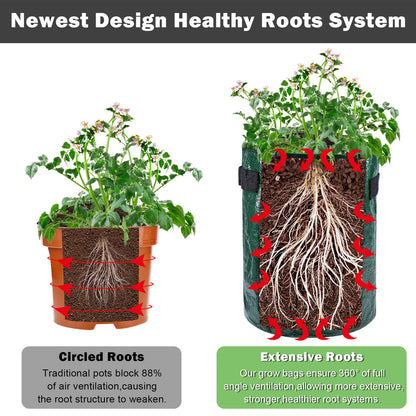 Potato Grow Bags – 3/5/10 Gallon Gardening Planter Bags for Potatoes, Tomatoes, Carrots & Vegetables