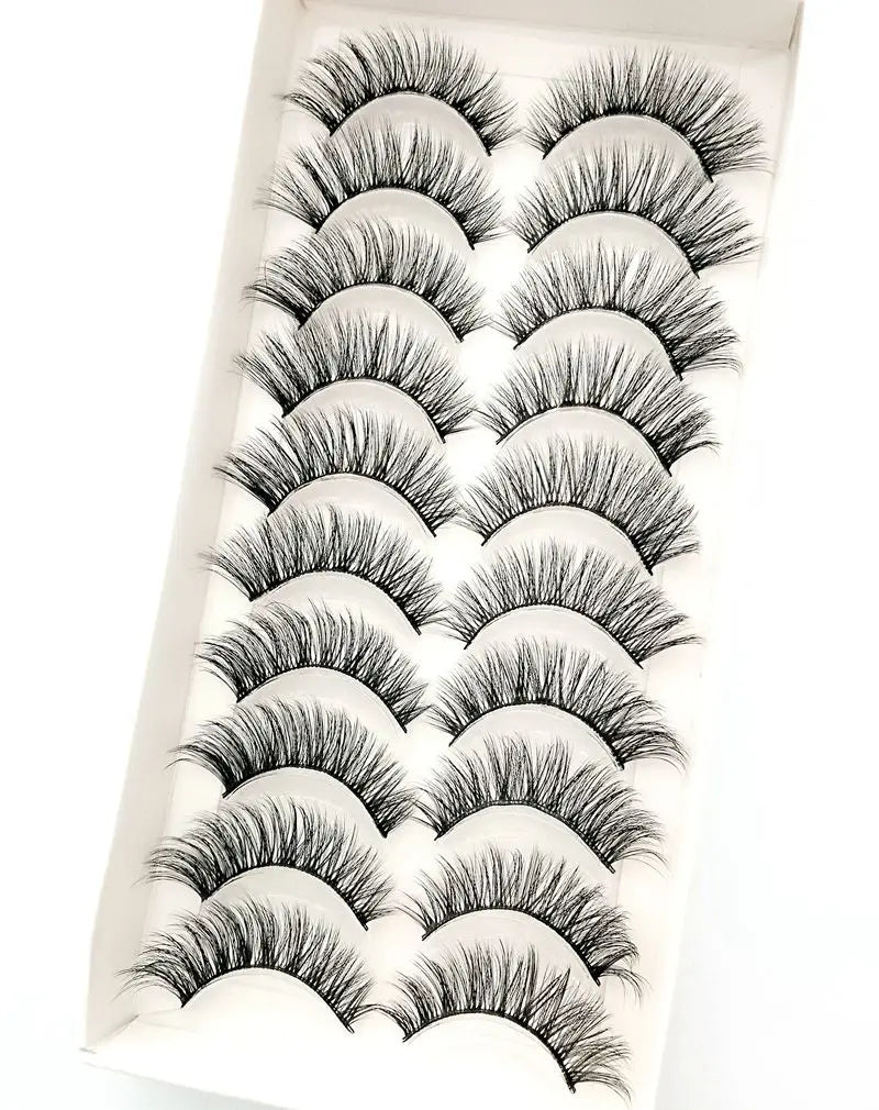 HBZGTLAD 10 Pairs 3D Faux Mink False Eyelashes – Natural Long Look Short Mink Lash Extensions for Makeup & Beauty