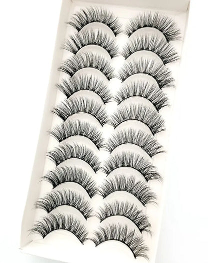 HBZGTLAD 10 Pairs 3D Faux Mink False Eyelashes – Natural Long Look Short Mink Lash Extensions for Makeup & Beauty