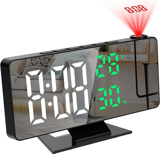 LED Digital Projection Alarm Clock – Ceiling Projector with Time, Temperature Display, Backlight & Snooze Function for Home