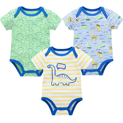 3/6PCS Baby Cotton Bodysuits – Short Sleeve Onesies for Newborns & Toddlers 0-12 Months, Boys & Girls