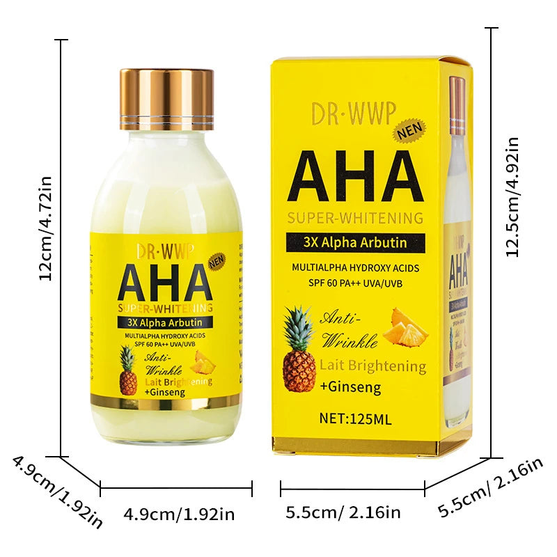 125ml Brightening Facial Essence – Arbutin, Turmeric & Vitamin C Hydrating Serum with AHA, Papaya, Glutathione & Kojic Acid