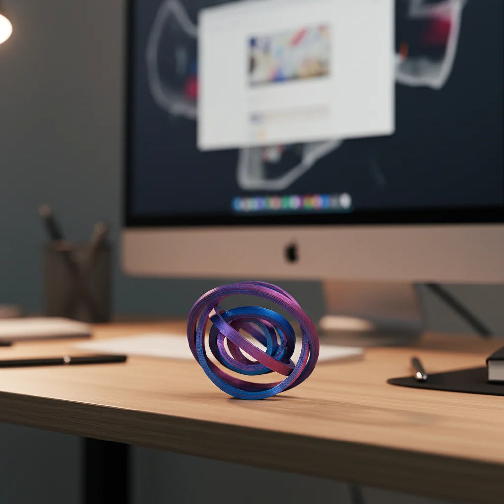 3D Printed Hex Ring - Colorful Rotating PLA Novelty Finger Ring & Desktop Toy