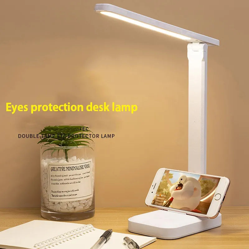 6000mAh Chargeable LED Table Lamp - USB 3 Color Stepless Dimmable Desk Lamp, Touch Foldable, Eye Protection Reading Night Light