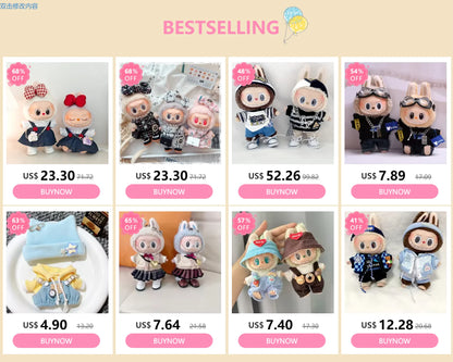Labubu 15-17cm Blind Box Keychain Doll Outfit – Sweater & Glasses Accessory Set