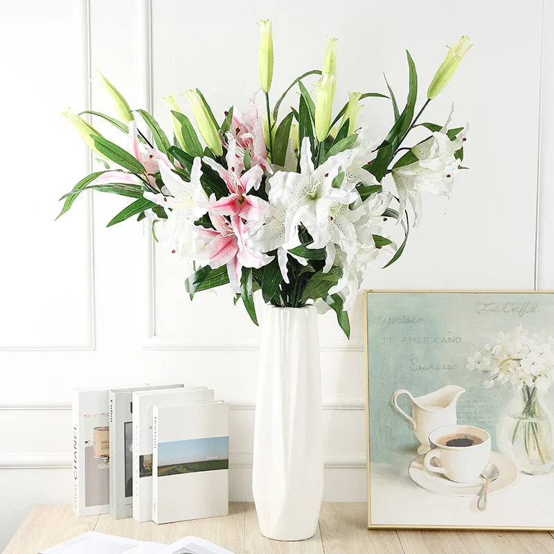 Artificial Silk Lily Bouquet – Creative Fake Flower Arrangement for Living Room, Sweetheart Decoration for Friends