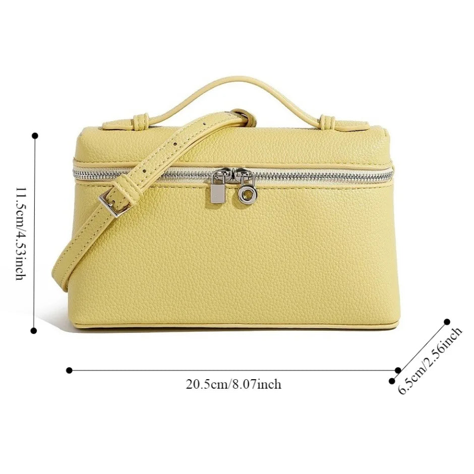 Lychee Grain Mini Shoulder Bag - Elegant Women’s Fashion Crossbody Handbag with Lunch Box Style Design