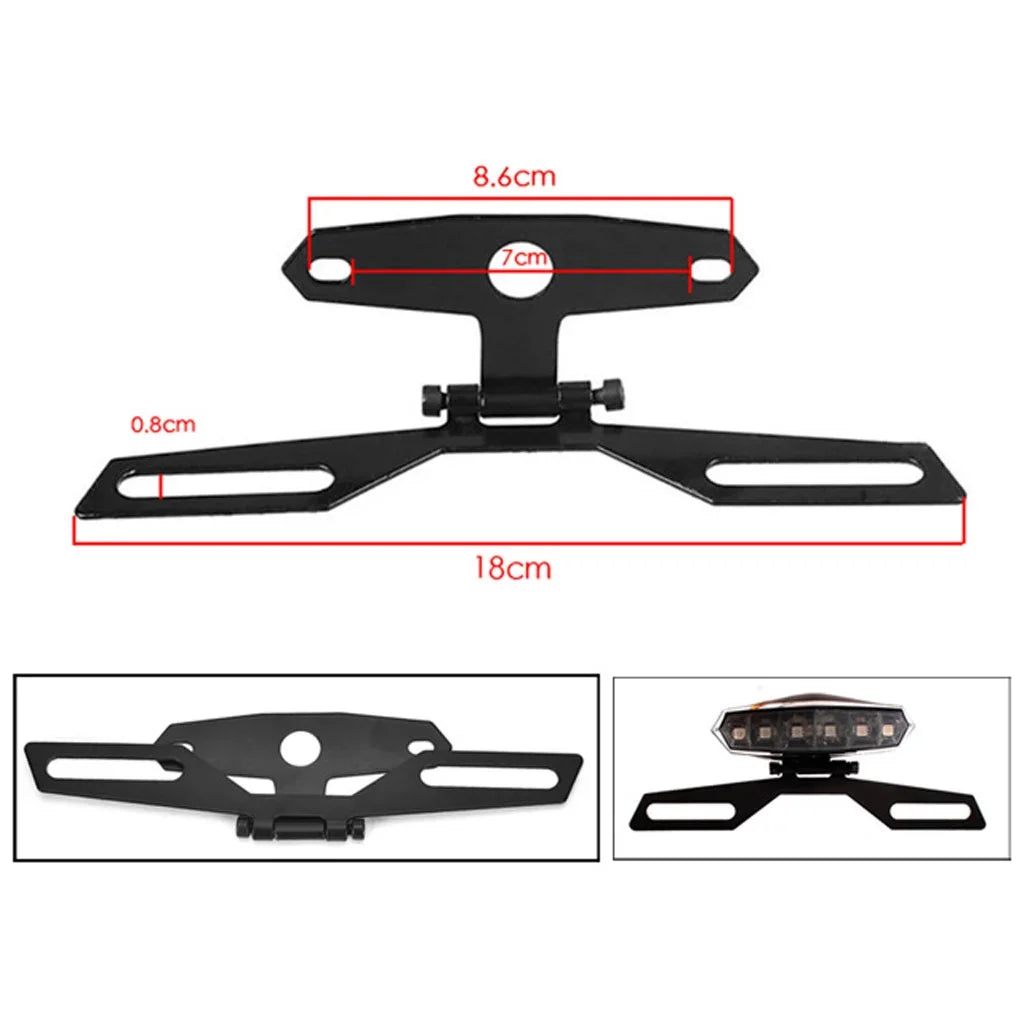 Motorcycle License Plate Bracket & Taillight Mount — Folding Number Plate Frame, Universal Motorbike Accessory