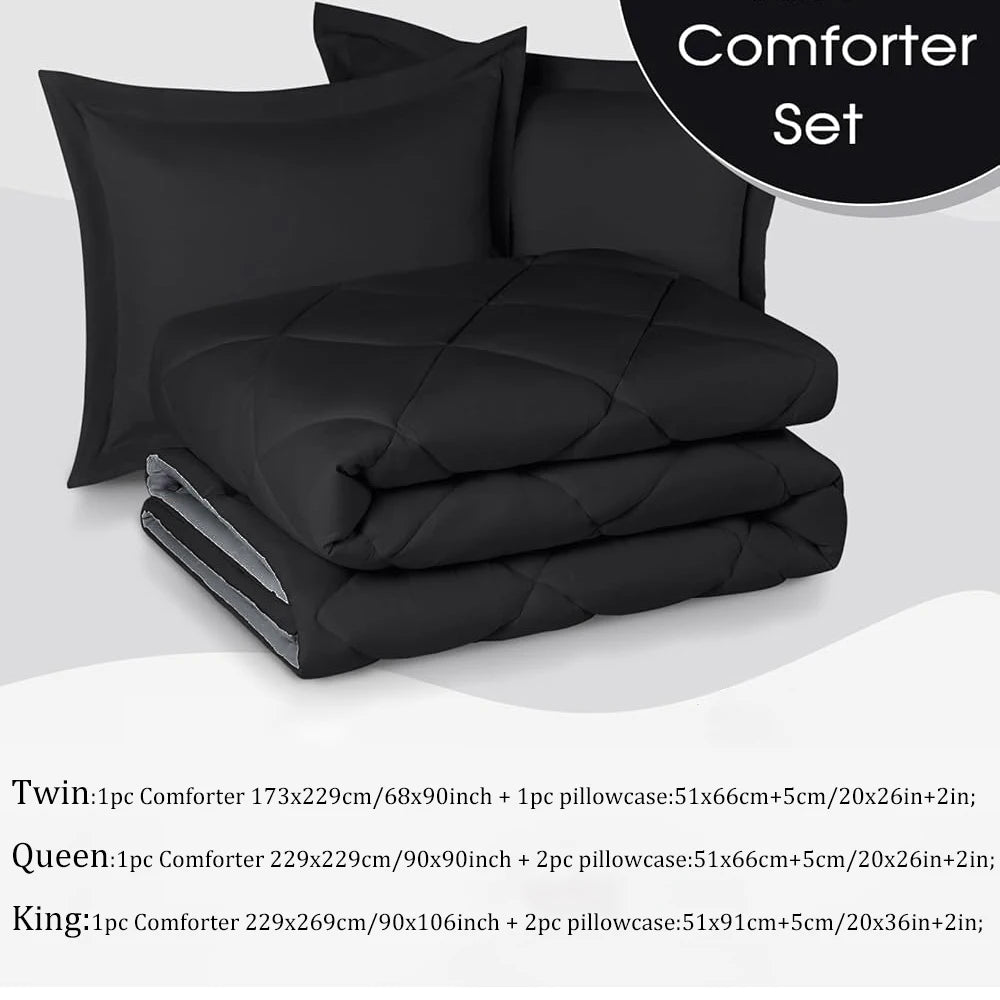 Reversible Queen/King Comforter Set – All-Season Bedding with Ultra-Soft Comforter & Pillow Shams, Red & Black