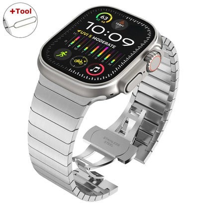 Ultra 3/2 Titanium & Stainless Steel Luxury Bracelet for Apple Watch — Fits Ultra 49/45/44/42mm & Series 11/10/9/46/41mm