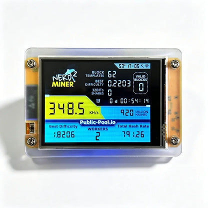 NMMiner NerdMiner V3 Bitcoin Solo Mining Device - 2.8-Inch BTC Lottery Miner 350KH/s–1000KH/s