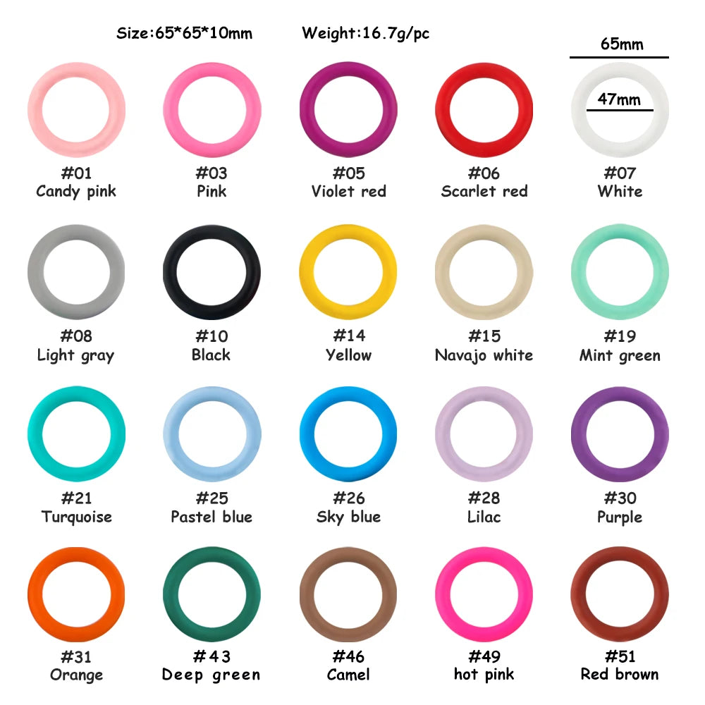 Kovict Silicone Ring Pendant Blanks - 65mm Round Printed Rings for DIY Jewelry & Craft Making