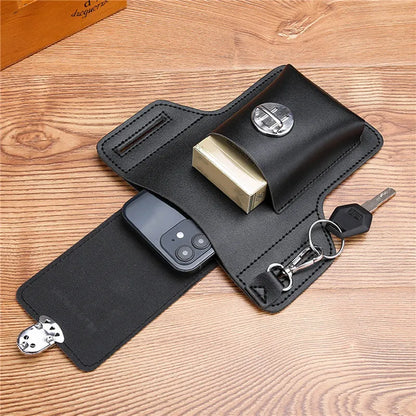 Phone Belt Bag for Men – High-Quality PU Leather Cell Phone Loop Holster Pouch Wallet | Multifunctional Phone Case