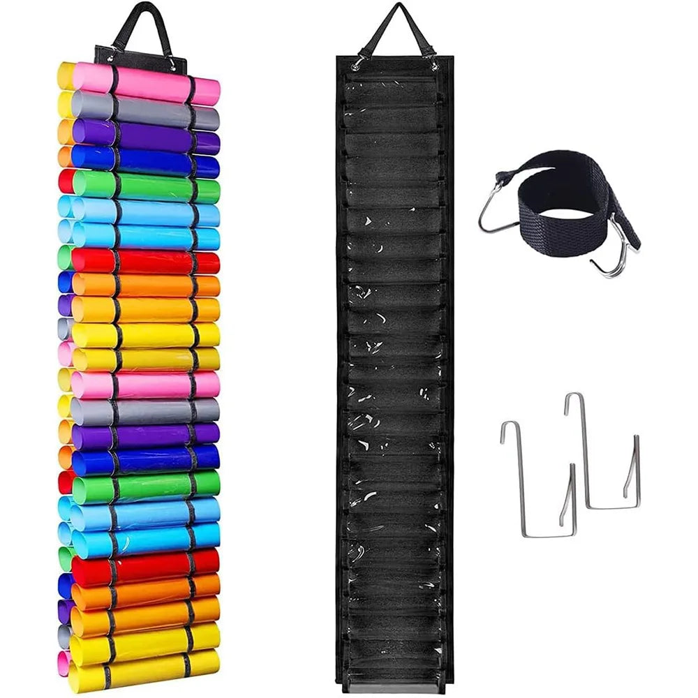 Vinyl Storage Organizer – Hanging Craft Vinyl Roll Holder with 48 Compartments for Easy Storage