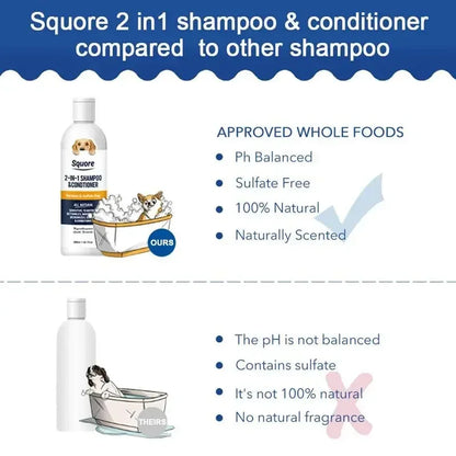 Puppy Shampoo and Conditioner 2 in 1 - Natural Moisturizing Dog Shampoo for Sensitive Skin, pH Balanced Formula