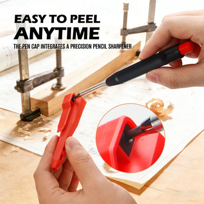 2.8mm Mechanical Carpenter Pencil - Deep-Hole Marker with Built-In Sharpener for Woodworking & Construction