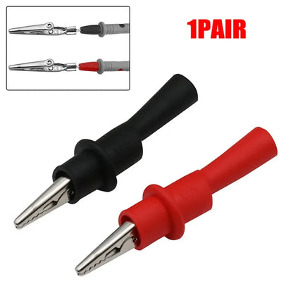 2Pcs Alligator Test Clips - Red Black 10A 1000V Multimeter Probe Leads for AC DC Power Testing
