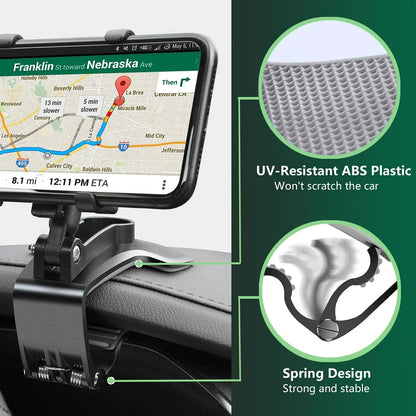 Universal Car Phone Holder Stand - 360° Rotating Dashboard GPS Mount Clip for iPhone and Smartphones