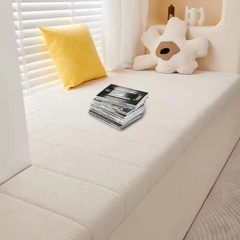 Customized Teddy Sponge Windowsill Cushion – High-Density Waterproof Non-Slip Sofa Cushion, 4.5/6.5/9.5 cm Options