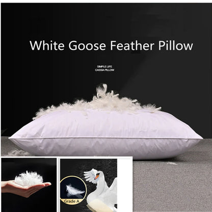100% White Goose Feather Pillow – Five-Star Hotel Quality, Orthopedic & Memory Support, Single Size for Healthy Sleep