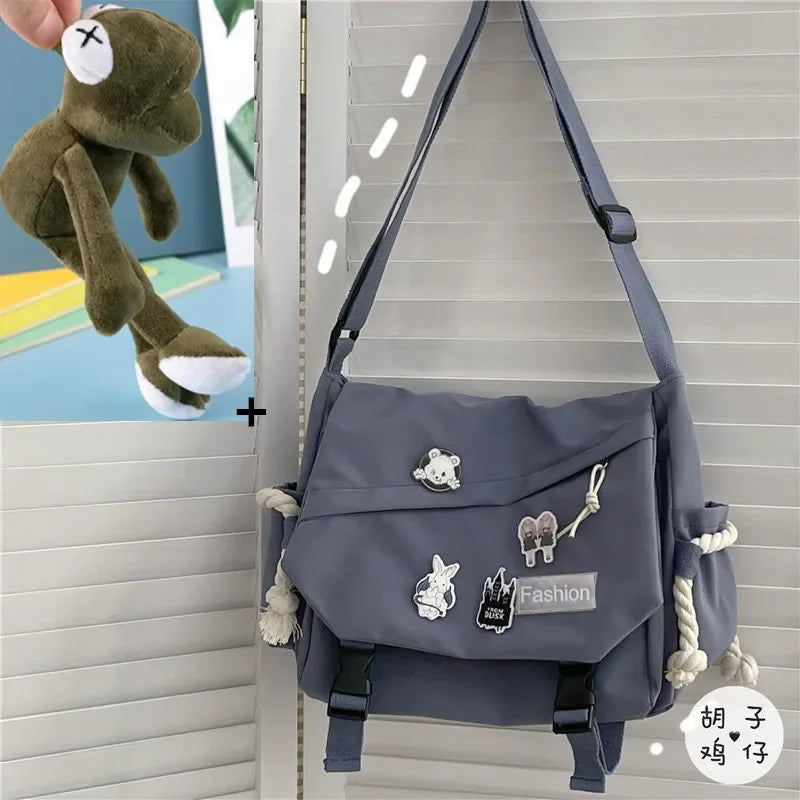 Youth Fashion Nylon Crossbody Bag – Large Capacity Canvas Shoulder Messenger School Bag for Women & Girls
