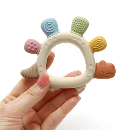 Baby Dinosaur Silicone Teether - BPA Free Easy Grip Chewing Toy for Newborns & Infants