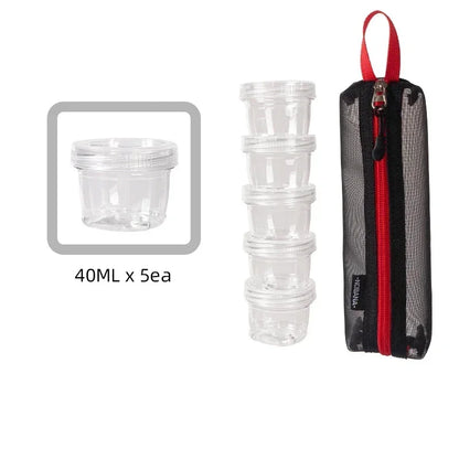 Portable Travel Camping Spice Kit | Bag with 5 Clear Seasoning Bottles & Condiment Container Set