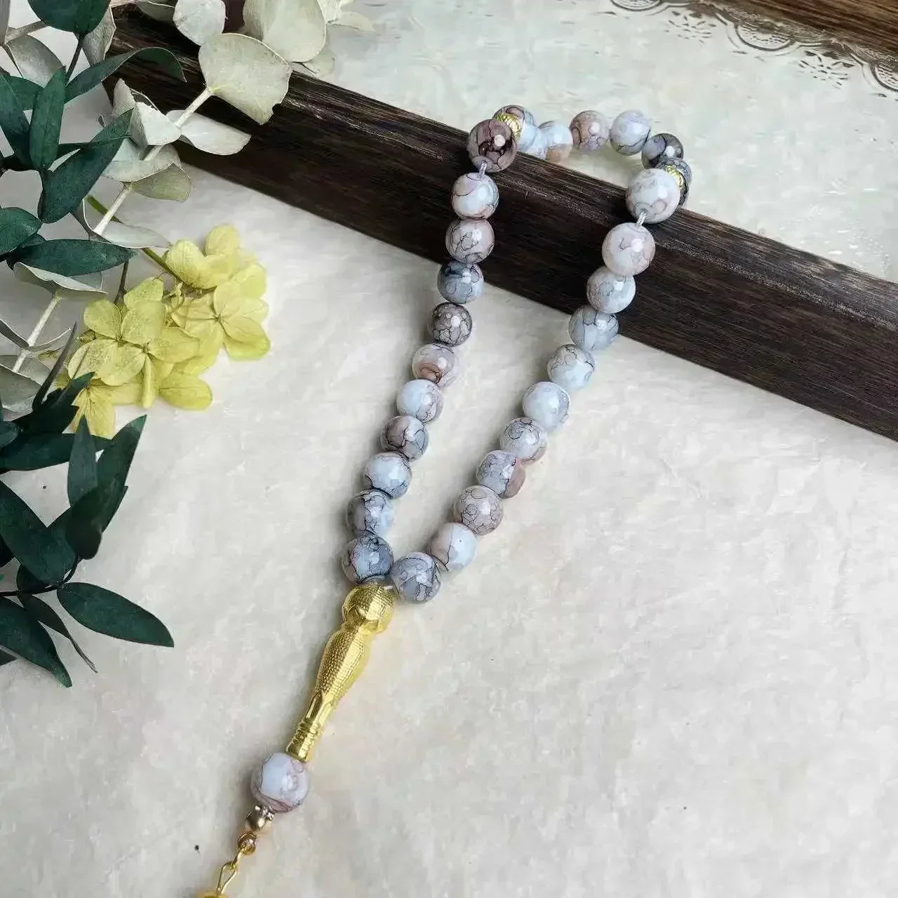 10mm 33pcs Glass Tassel Islamic Rosary Bracelet – Turkish Muslim Tasbih Prayer Beads Jewelry for Women Allah Mohammed Spiritual Gift