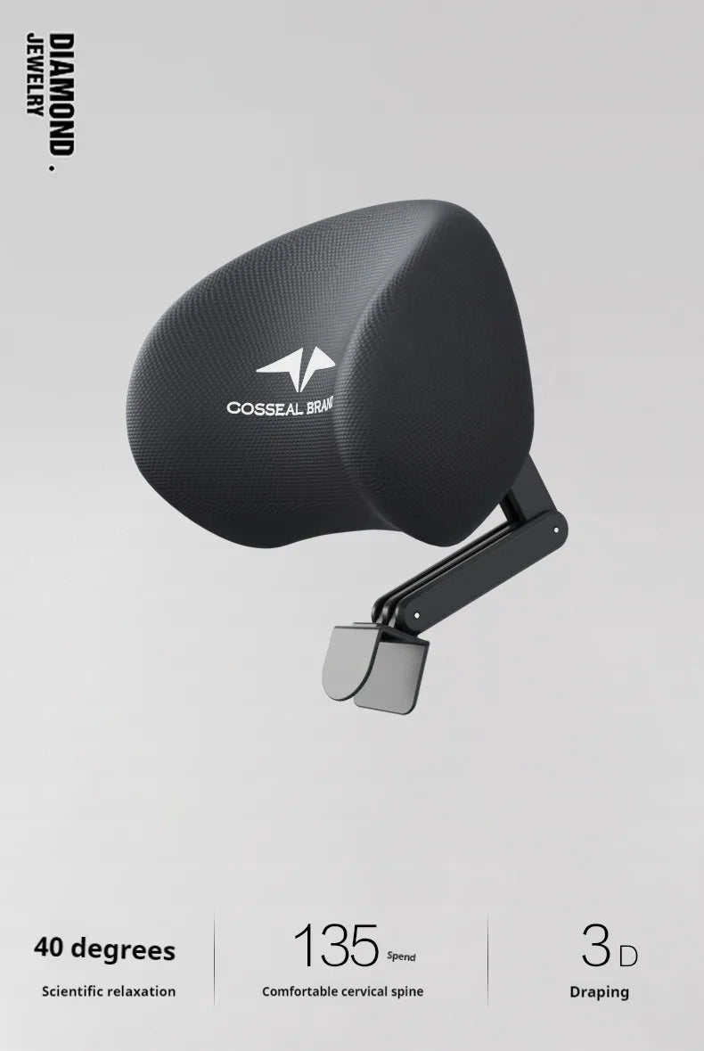 New Office Chair with Adjustable Headrest – Ergonomic Retractable Pillow & Waist Protection Cushion for Comfortable Rest
