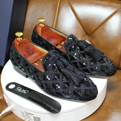 Men’s Tassel Loafers - Luxury Black and Red Designer-Inspired Wedding and Casual Dress Shoes for Spring and Summer