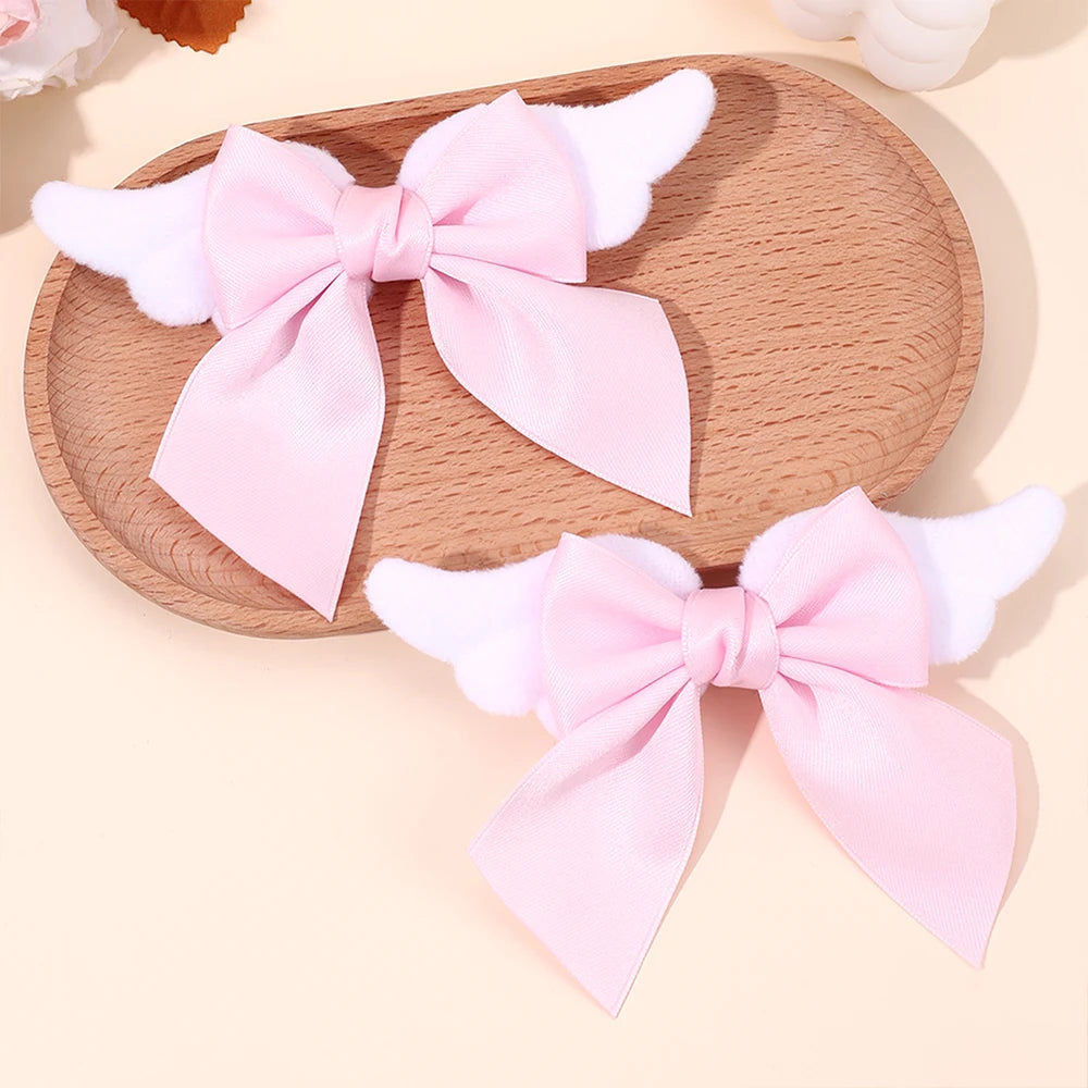 Angel Wings Bow Hair Clips - 2PCS Cute Fluffy Magical Girl Hair Accessories