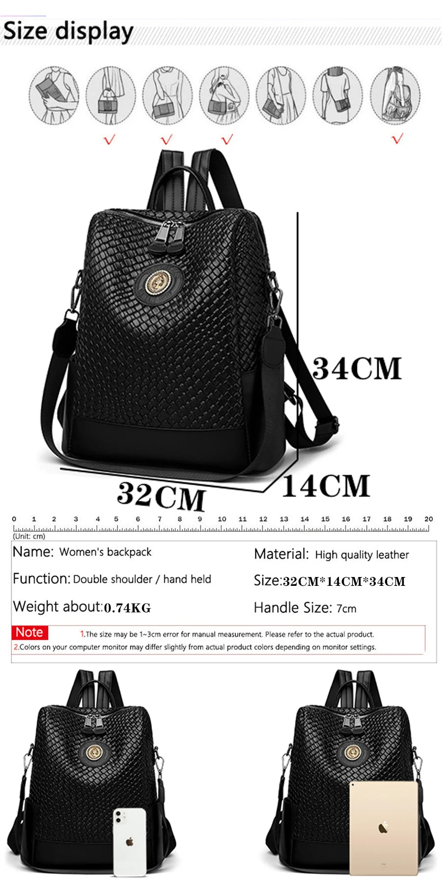 Luxury Women's Designer Backpack - High-Quality Leather, Large Capacity, Multifunctional Travel Mochila for Girls