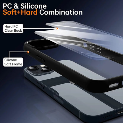 Transparent Shockproof Silicone Phone Case - Color Back Protective Cover for iPhone 16, 15, 14, 13, 12, 11 Pro Max & More