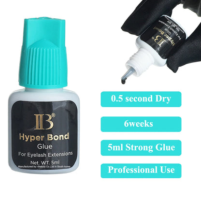 Original IB Lash Glue Super Plus Hyper Bond - I-Beauty Eyelash Extension Adhesive, Long Lasting & Fast Dry, Korea