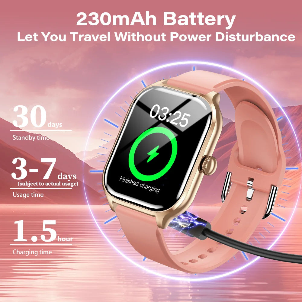 LAXASFIT 2025 Smartwatch – Bluetooth Call, Message Reminder, 24-Hour Health Monitoring, Fitness Smart Watch Gift for Men & Women