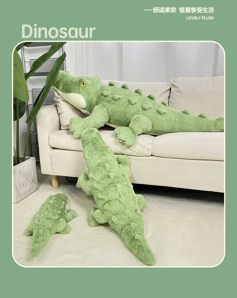 Soft Crocodile Plush Toy – Fluffy Stuffed Alligator Pillow Doll, Jungle Green Sofa Cushion, Birthday Gift