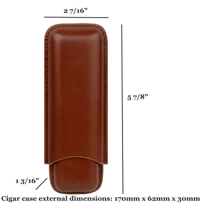 Premium Man-Made Leather Cigar Case - 2 Tube Holder, Mini Travel Humidor Box, Portable Accessory for Cohiba Cigars